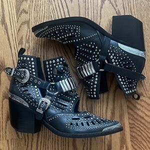 Jeffrey Campbell Black Studded Ankle Booties